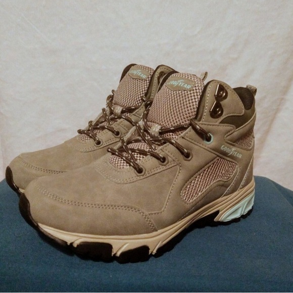 REI Shoes - Goodyear Ariella Hiking Work Boots, Grey, Light Blue, Beige